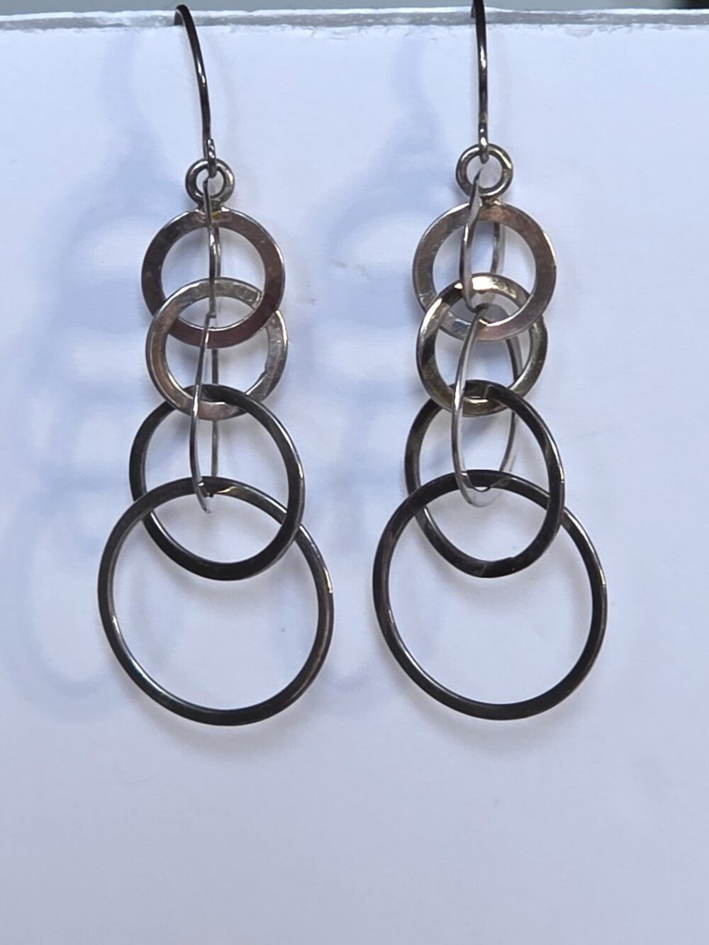 925 Sterling Silver Multi Hoop Dangle Earrings 2” Lightweight